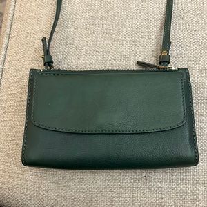 Small dark green fossil purse